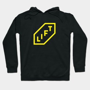 LIFT word mark composition in yellow color showing scaling and growth Hoodie